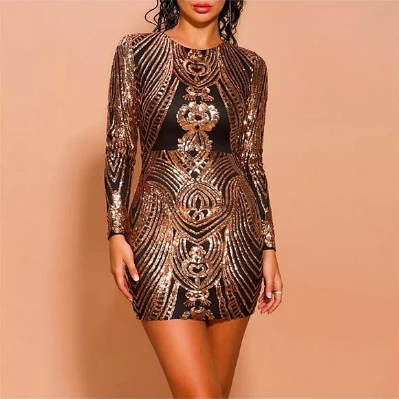 Rose Gold Sequin Dress Size Large | Color: Black | Size: L | Kinkeuphoria's Closet